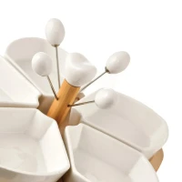 Miska servírovacia sada porcelán/bambus s napichovátkami